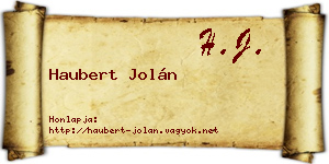 Haubert Jolán névjegykártya